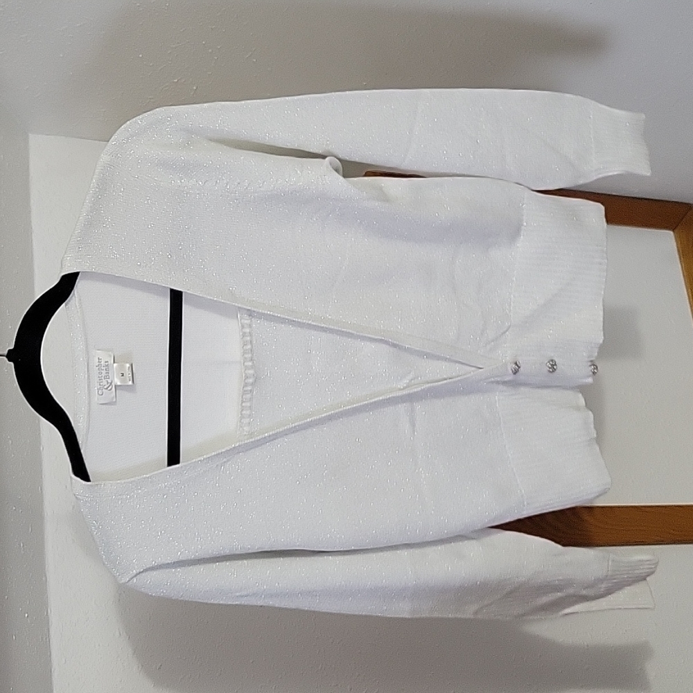 White silver metallic sweater